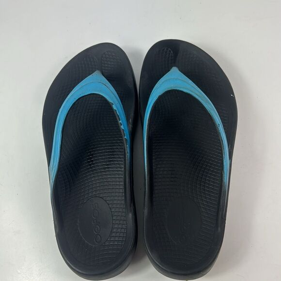 Oofos Oolala Luse Black/Blue Women's Sandals - Picture 12 of 15